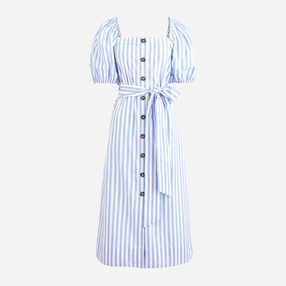 J. Crew Women’s Blue and White Strip Cottage Midi Dress. Size XXS.